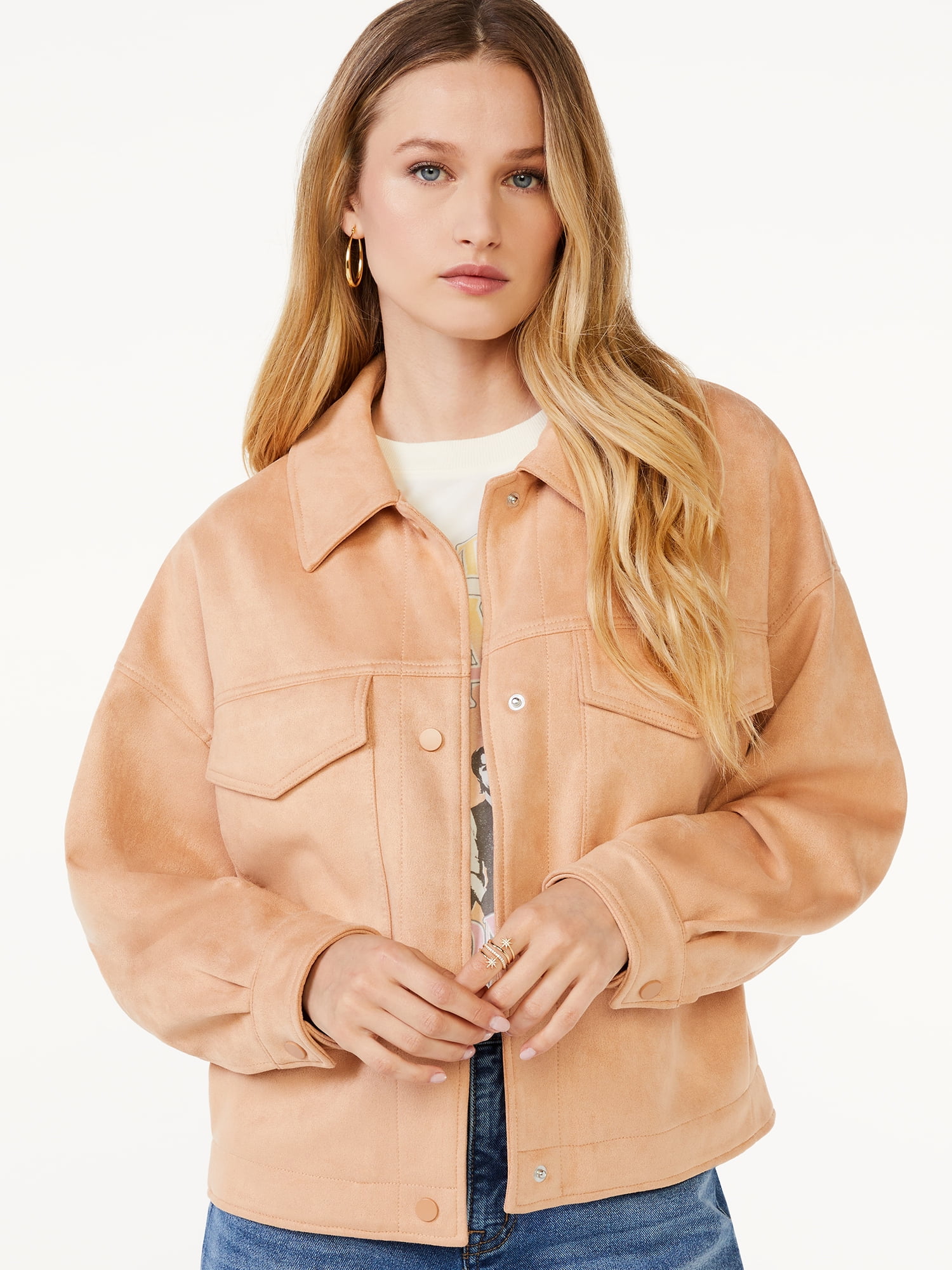 Scoop Womens Oversized Cropped Faux Suede Jacket Palestine Ubuy