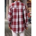 thumbnail image 2 of Women'S Button Down Shirt Plaid Shirt Long Sleeve Lapel Business Casual Tops Work Shirt Red & White S, 2 of 8