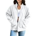 thumbnail image 5 of HAOTAGS Women’s Casual Corduroy Zip-Up Jacket Soft Loose-Fit Long Sleeve Outerwear with Front Pocket White Size M, 5 of 7