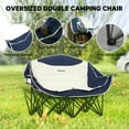 thumbnail image 4 of Outsunny Chaise de Camping Double, Chaise de Camp Rembourrée avec Porte-Gobelets, Bleu Marine, 4 of 10