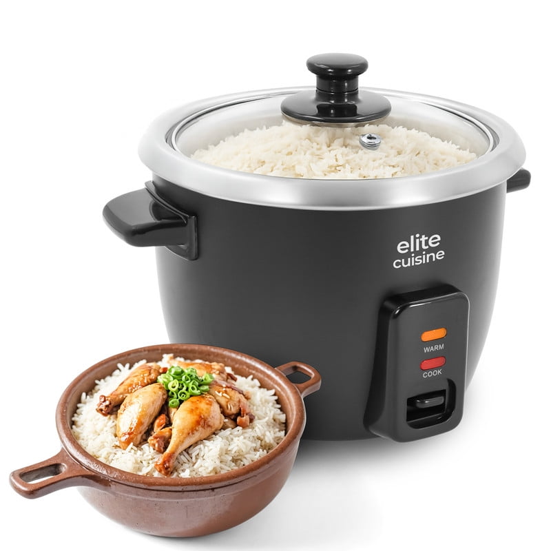 Elite Cuisine ERC506 6-cup Rice Cooker with 304 Stainless-Steel Inner Pot