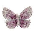 thumbnail image 5 of Finest Gold Sterling Silver Rhodium-Plated Polished Pink CZ Butterfly Ring - Size 7, 5 of 6