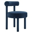thumbnail image 3 of Side Dining Chair, Set of 2, Midnight Blue, Velvet, Kitchen Cafe Bistro Hospitality Restaurant, Modern Contemporary Boutique HB36118, 3 of 11
