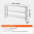 thumbnail image 6 of KFFKFF Stainless Steel Preparation Table, Dimensions 14 x 60 x 34 Inches, Designed for Commercial Kitchens, Includes 2 Adjustable Lower Shelves, Durable Metal Table for Culinary, Domestic, 6 of 8
