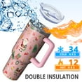 thumbnail image 5 of Pink Christmas Santa Pattern Tumbler with Handle and Lid,40oz Double Wall Vacuum Insulated Tumbler,Cups Gift for Women and Men, 5 of 7