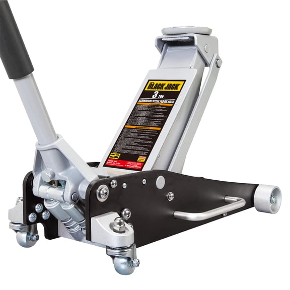 BLACK JACK 3 Ton Low Profile, Aluminum and Steel Racing Floor Jack with Dual Pistons Quick Lift Pump for Sport Utility Vehicle