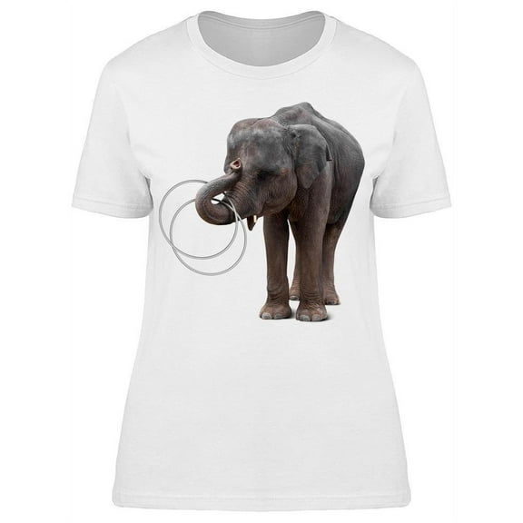 Cute Elephant Playing With Hoops T-Shirt Women -Image by Shutterstock, Female Large