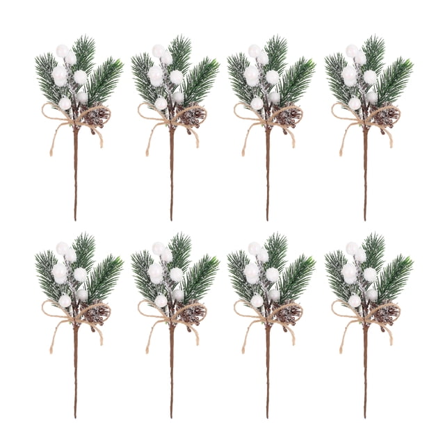 GOOHOCHY 20 piezas de adornos navideños de pino verde con bayas simuladas