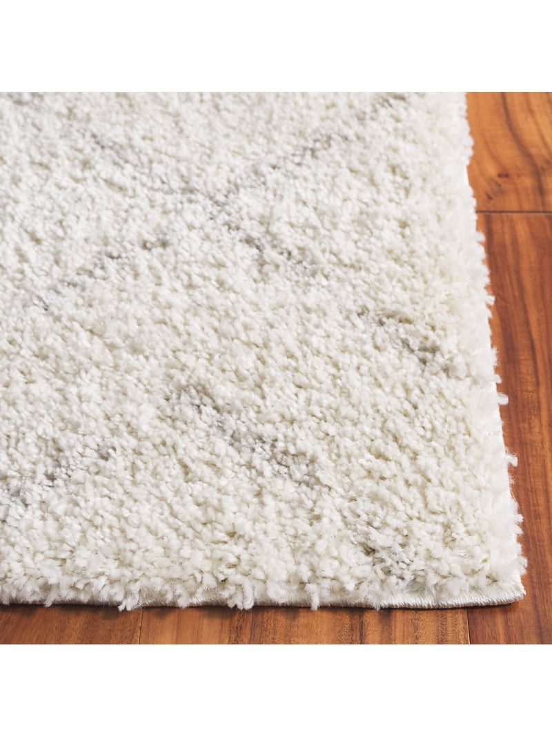 SAFAVIEH Arizona Zarif Geometric Shag Area Rug, Ivory/Beige, 6' x