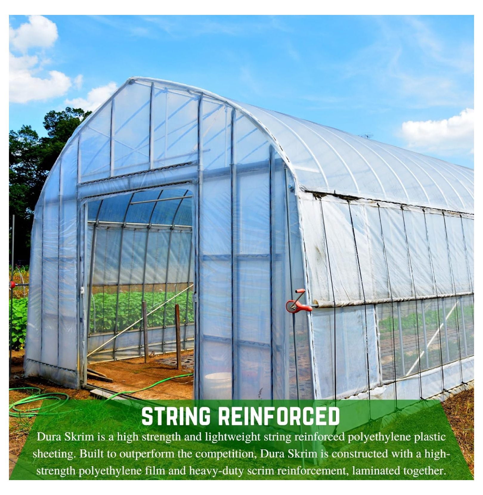 Greenhouse Plastic Sheeting 10 Mil - 6' x 25' String Reinforced UV Resistant Film for Hoop Houses, Clear Polyethylene Greenhouse Cover, Crop Protection
