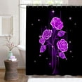 thumbnail image 5 of Purple Rose Shower Curtain Beautiful Flowers in The Dark Bath Curtain for Women Fabric Cloth Bathroom Decor Set Hooks Included 72"x 72" Black, 5 of 6