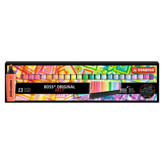 STABILO BOSS ORIGINAL Highlighters Set, 23-Piece ARTY Desk Set