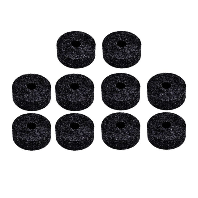 Decodeary 10x Cymbal Stand Felts Percussion Instrument Replacement Felts Gray Hi Hat Black φ4x1.5cm