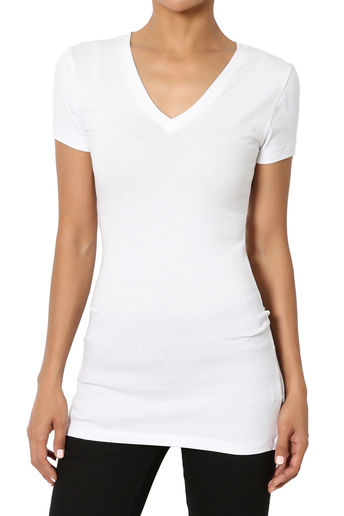 Short Sleeve V-Neck T-Shirt in White main image 1