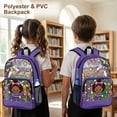 thumbnail image 4 of ZIATUBLES Clear Backpack 17 Inch, Heavy Duty Fabric & PVC Transparent Bookbag with violet Bow Girl Star Heart Print, Large Capacity See Through Backpack for Women Men School, 4 of 7