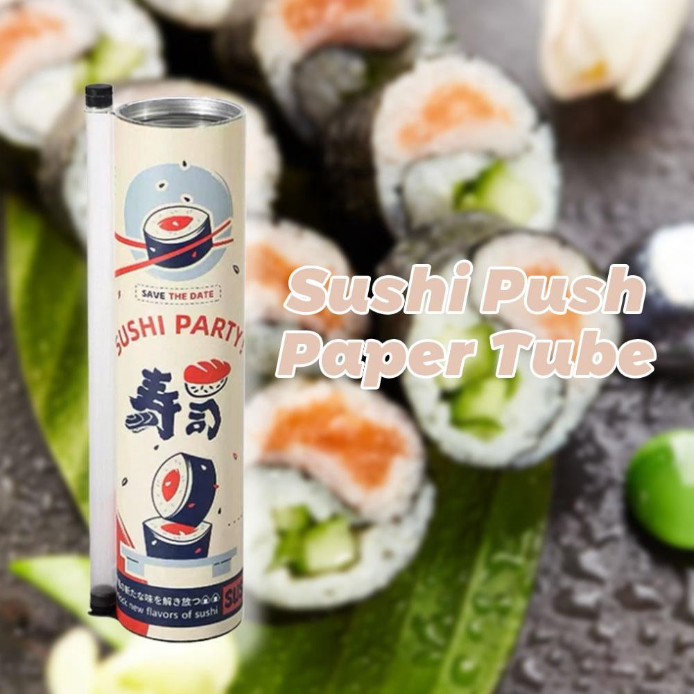4-Pack Sushi Push Pops Containers, Robust Food-Grade Paper Sushi Tubes with Leak-Proof PVC Lining, Resilient Portable Sushi Roller Dispensers for Parties & Picnics, 8.4-Inch