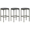 thumbnail image 1 of vidaXL Bar Stools with Cushions 3 pcs Grey Poly Rattan, 1 of 5