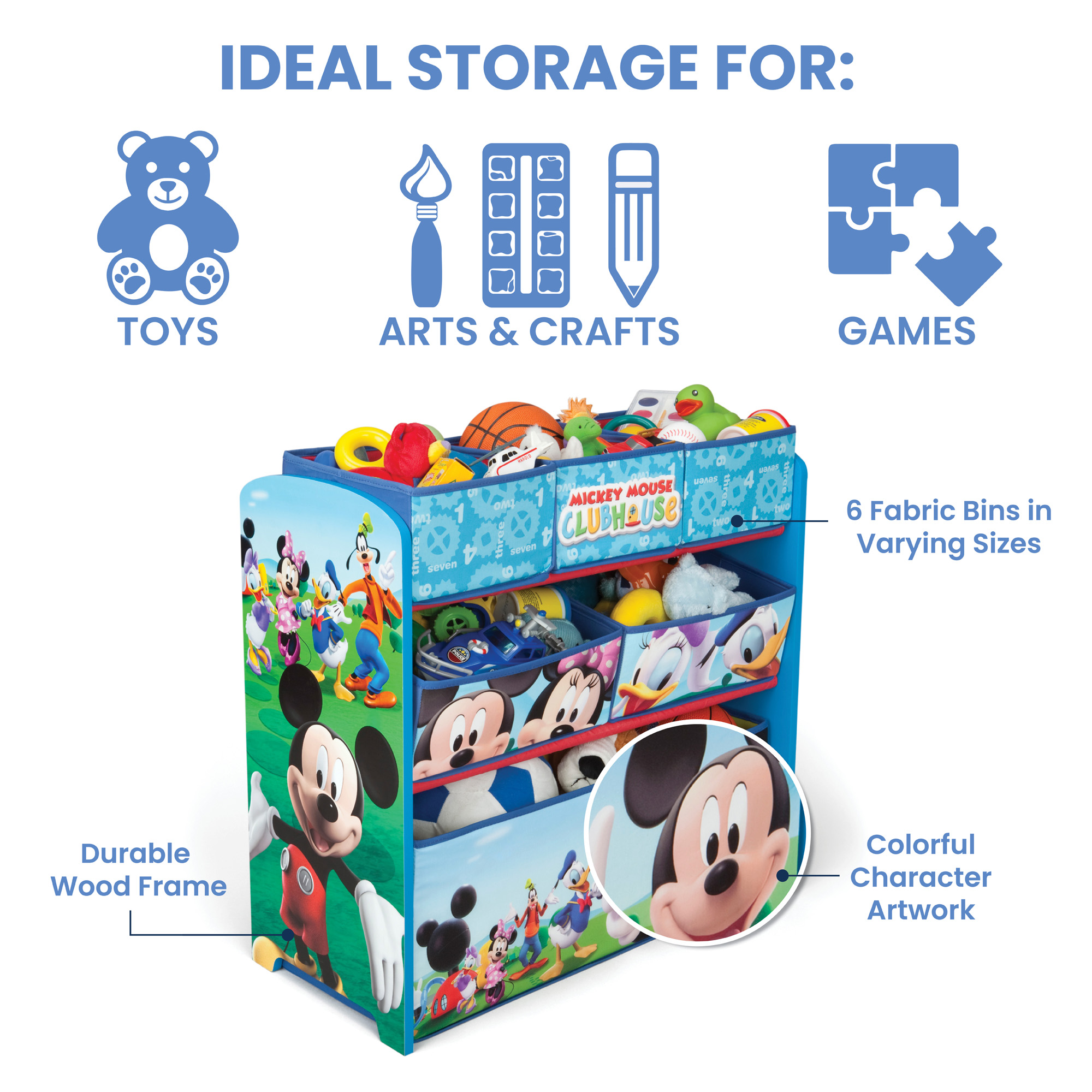 Disney Mickey Mouse Multi-Bin Toy Organizer by Delta Children - image 5 of 7