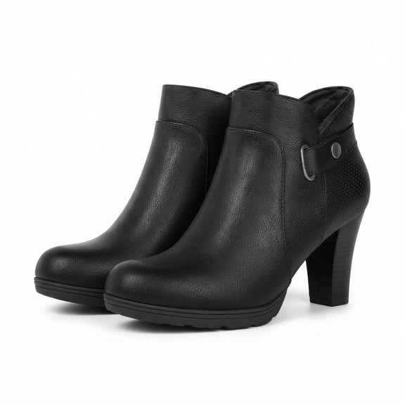 Pennysue Women's Thin Chunky Heel Ankle Booties Black Zipper Short Boots For Women Size 8