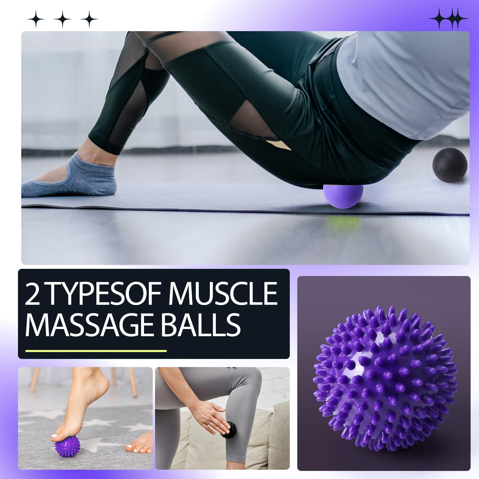 12 Foam Roller Set - 6 In 1 Deep Kit Includes  Massage Ball Stick Fasciitis Stretch Strap & Bag For Body Physical Exercise 2