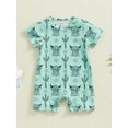 thumbnail image 2 of Western Baby Boy Girl Clothes Cow Print Long Sleeve Romper Jumpsuit Onesie Bodysuit Headband Cute Cow Outfit, 2 of 7