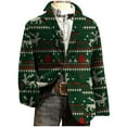 thumbnail image 3 of oelaio Men's Christmas Blazer Ugly Xmas Printed Long Sleeve Notched Lapel 2 Button Suit Jacket Holiday Party Outfit Dark Green XXXXL, 3 of 8