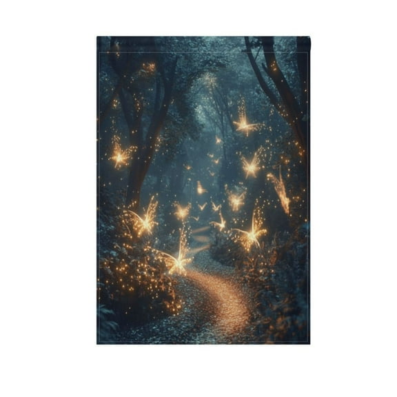 Fantasy Forest at Night Garden Flag Double Sided Outdoor Banners Yard Flags for Garden Home Holiday Decorations
