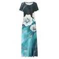 thumbnail image 5 of Dvprdro Womens Boho Maxi Dress Summer Fashion Floral Printed Crew Neck Short Sleeve A Line Casual Loose Beach Sun Long Dress, 5 of 5
