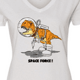 thumbnail image 4 of Inktastic Space Force Dinosaur Astronaut Women's V-Neck T-Shirt, 4 of 5
