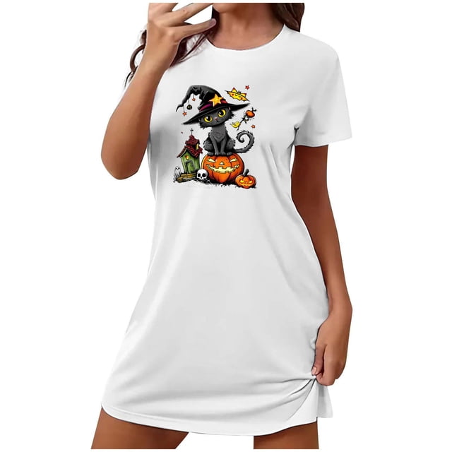Camisón corto de talla grande para mujer, camisón de manga corta con estampado de pecho a la moda, camisón para mujer