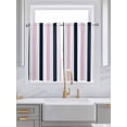 thumbnail image 2 of Tier Curtains 45 Inches Long, Pink Navy Blue Striped Window Treatment Curtain Drapes, Farmhouse Stripe Art Window Half Privacy Curtains for Bedroom Bathroom, 42"x45", 2 Panels, 2 of 7
