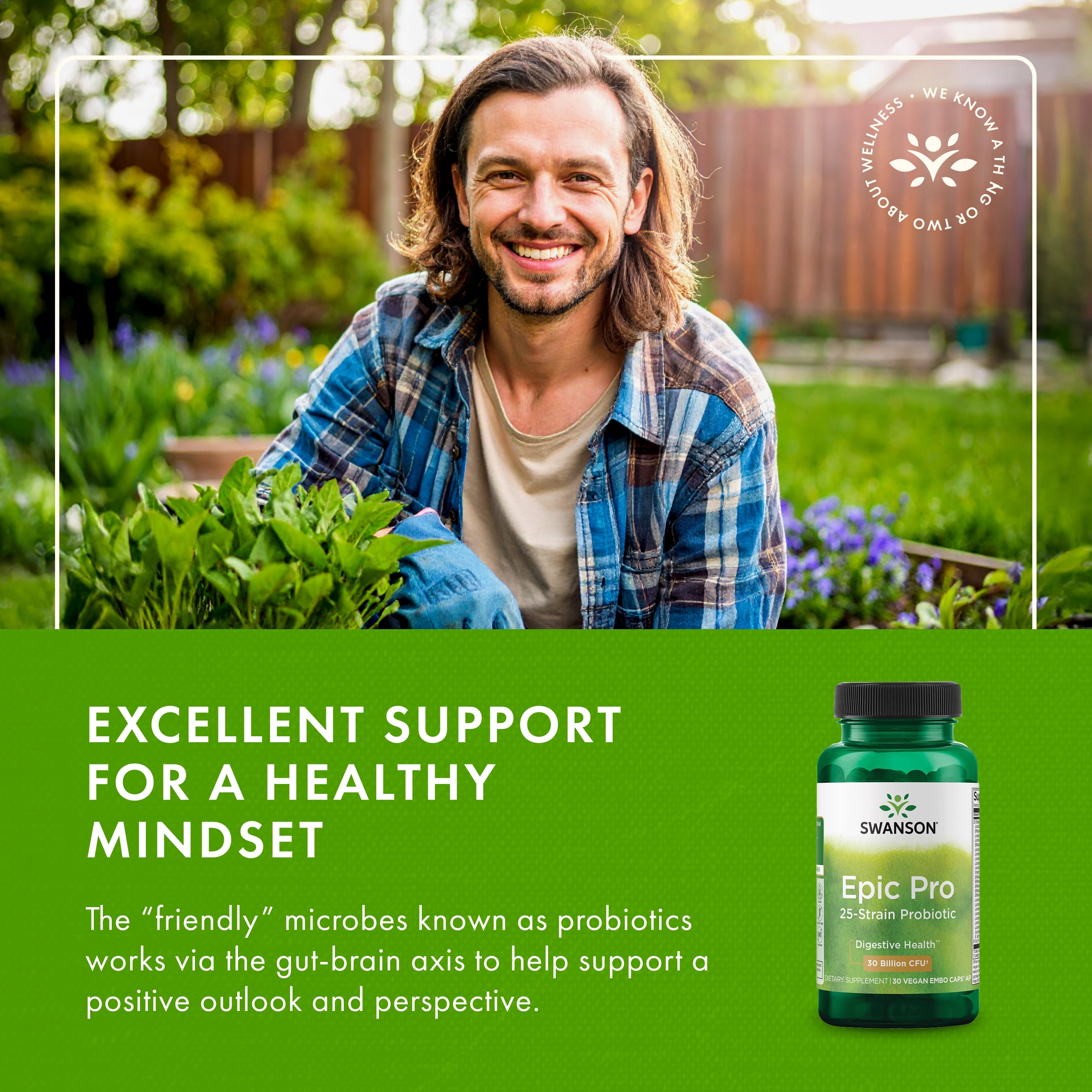 Swanson Epic-Pro 25-Strain Probiotic 30 Billion CFU Digestive Health Immune System Support Prebiotic Nutraflora FOS 30 DRcaps Veggie Capsules (Caps) (2 Pack)