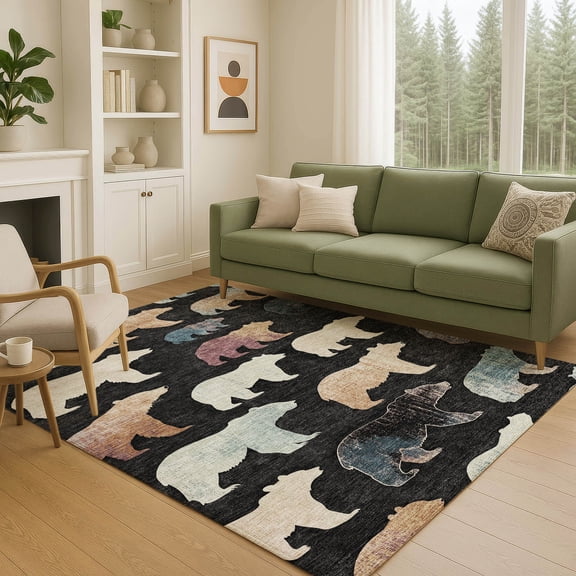 Addison Rugs Chantille Indoor/Outdoor Transitional Lodge Black Machine Washable Rectangle Rug, 10' x 14'