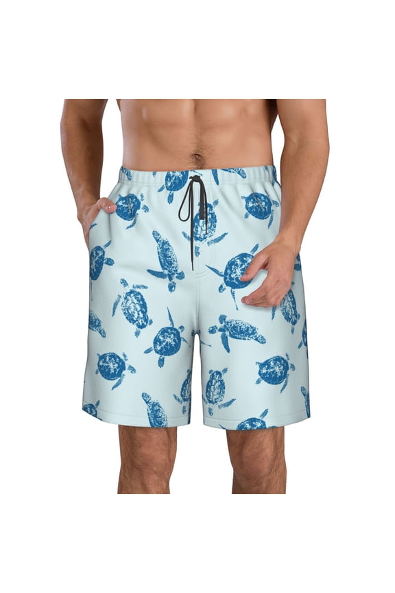 Turtle Men's Beach Shorts, Surfing shorts, Swim trunks, Quick Dry Swim Trunks for Surfing Beach Fun - Large