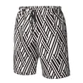thumbnail image 6 of Uemuo Black White Stripes Pattern Men's Swim Trunks Hawaiian Beach Bathing Suit Swimsuits Beach Quick-Dry Shorts with Pockets-3X-Large, 6 of 9