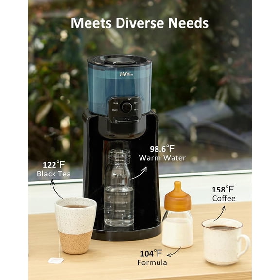 Baby Bottle Warmer with Night Light, 4 Temp Control & 72H Keep Warm, Detachable Tank, Instantly Dispenses Warm Water for Formula Feeding