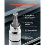 KFFKFF Torx Bit Socket Collection, Set of 13 Star T8 - T60, Composed of S2 Alloy Steel and Cr-V Steel, Compatible with 1/4 in, 3/8 in, and 1/2 in Drives, with Improved Storage Box