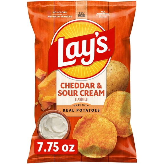 Lay's Potato Chips, Cheddar & Sour Cream, 7.75 oz Bag