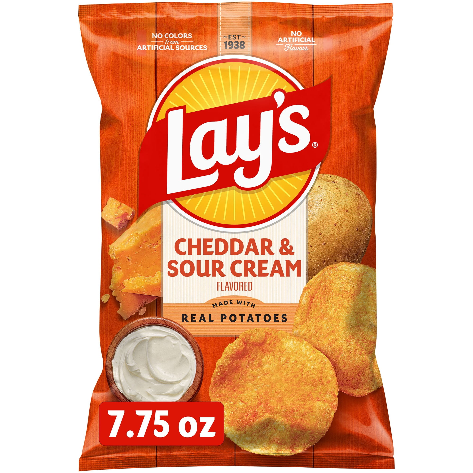 Lay's Potato Chips, Cheddar & Sour Cream, 7.75 oz Bag