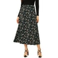 thumbnail image 1 of Unique Bargains Women's Floral Print Button Decor A-Line High Waist Slit Maxi Skirt, 1 of 6