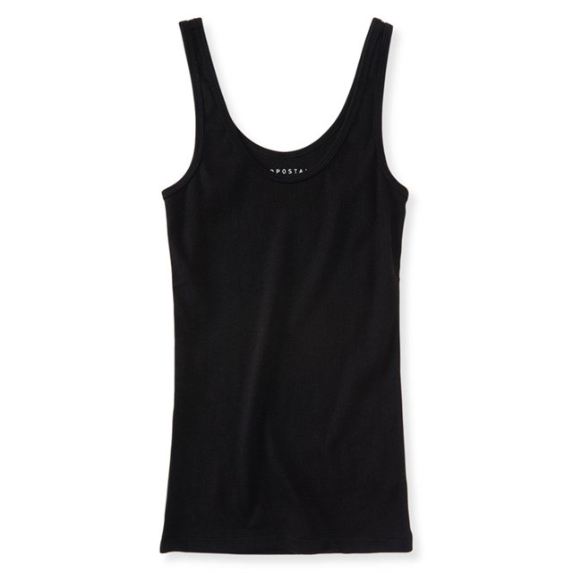 Camiseta sin mangas acanalada Aeropostale para mujer negro extragrande