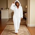 thumbnail image 5 of DIOAZUD Women's Fuzzy Fleece Onesie Pajamas Hooded Zip up Sleepwear Jumpsuit with Pockets Soft Cozy Warm Lounge Wear, 5 of 8