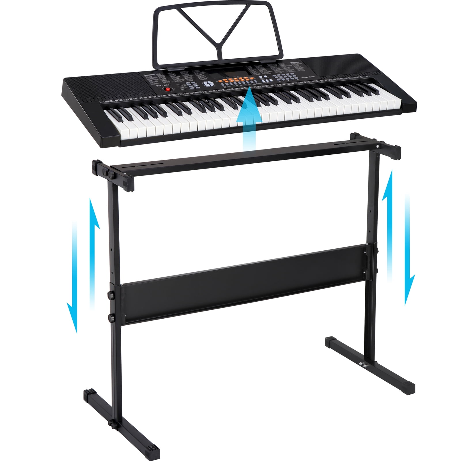 ZYPPP 61 Key Electronic Keyboard Piano Organ with Microphone Stand Stool Earphone