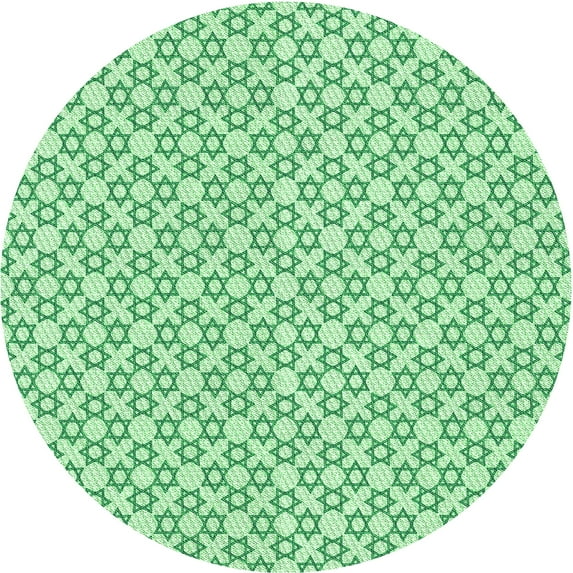 Ahgly Company Indoor Round Patterned Mint Green Area Rugs, 3' Round
