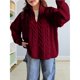 thumbnail image 5 of Suéter de Cuello Alto y Larga para Mujer con Cremallera, Jersey Informal de Punto Acanalado para Otoño e Invierno. Vino Tinto M, 5 of 7