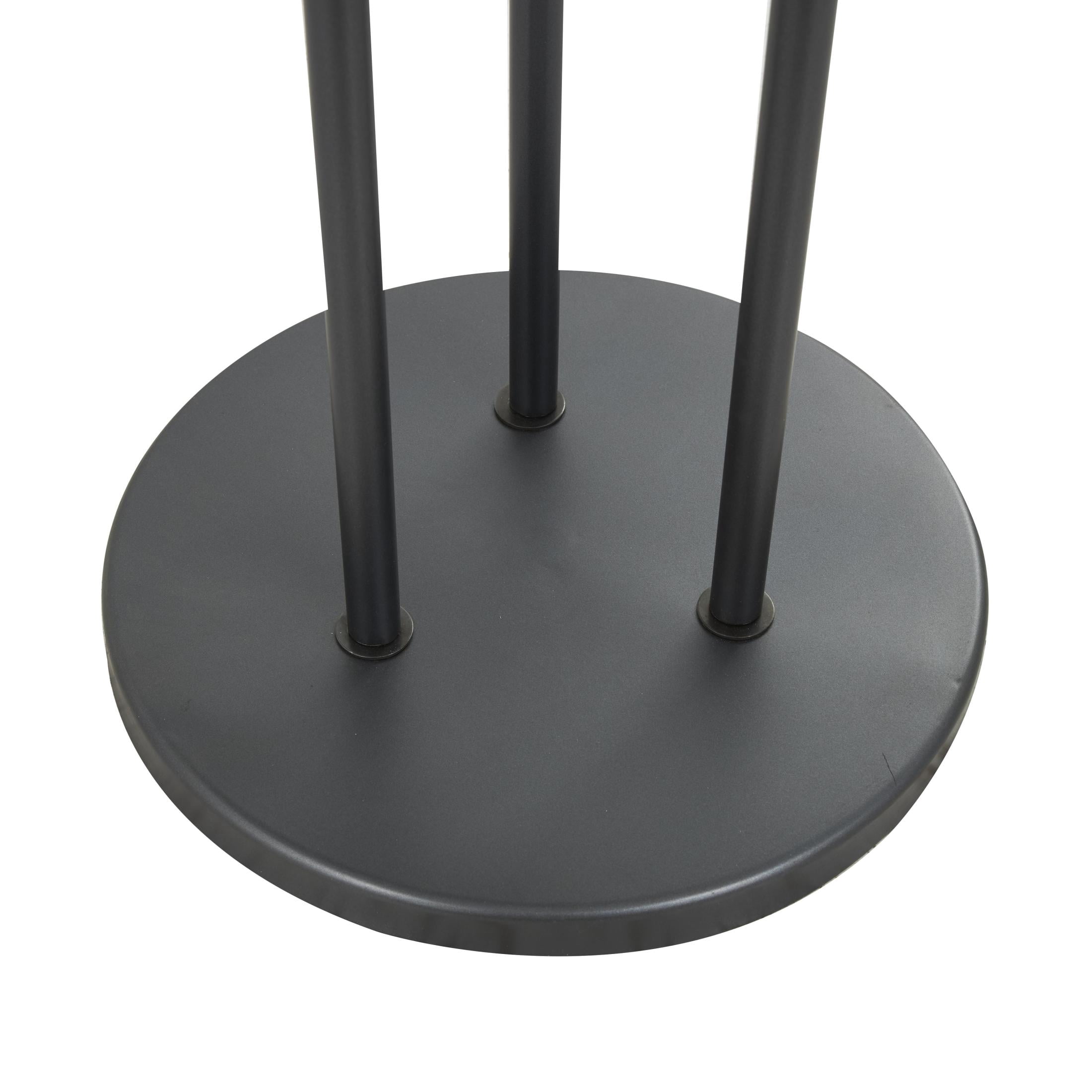 DecMode 3-Slot Black Metal Tall Floor Hurricane Lamp with 3 Posts and Round Base