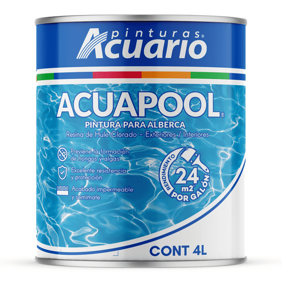 Pintura para Alberca Pinturas Acuario Acuapool 4 Litros Azul Caribe