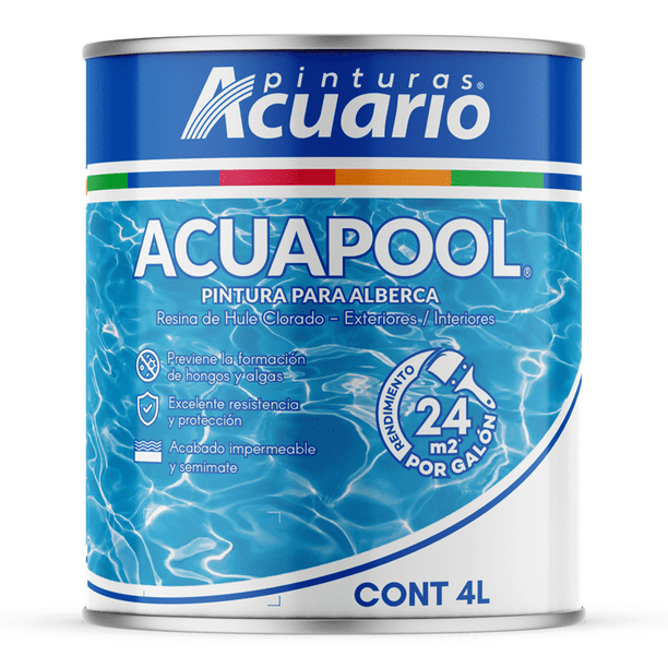 Pintura para Alberca Pinturas Acuario Acuapool 4 Litros Azul Medio