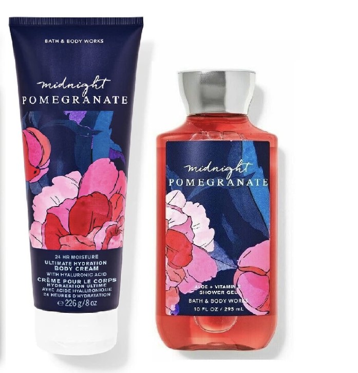 Bath & Body Works MIDNIGHT POMEGRANATE Gift Set Body Cream + Shower Gel