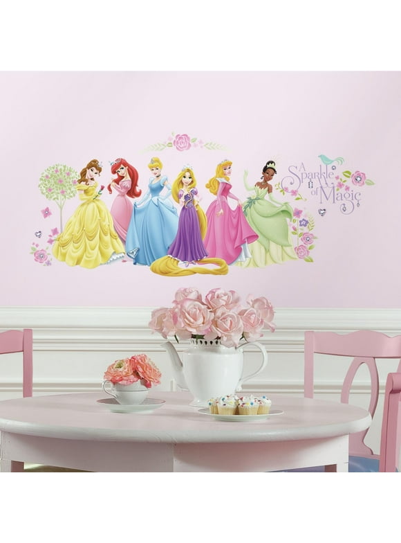 Disney Glow Within Princess 36 Peel & Stick Wall Decals Rapunzel Ariel Cinderella Stickers